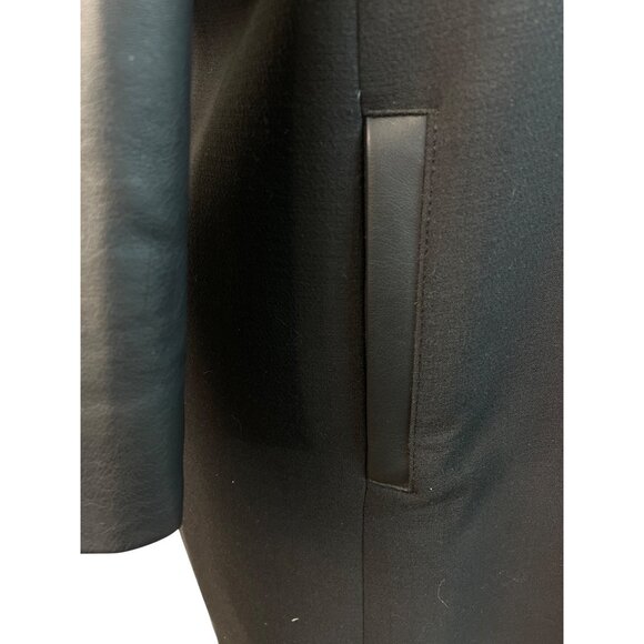 Ann Taylor Womens Black Long Sleeve Faux Leather Panel Coat Size M - Picture 5 of 8